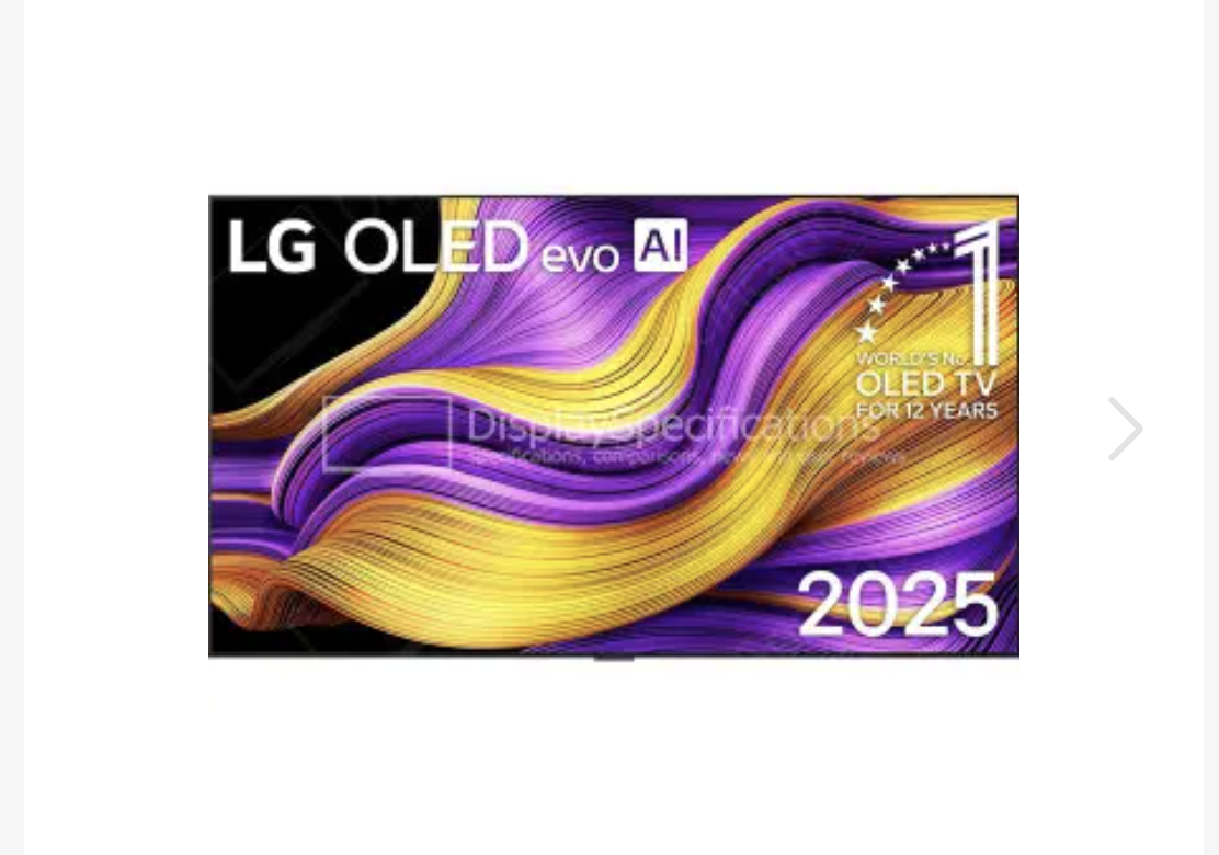 LG 65in OLED65G5WUA OLED Evo AI G5 Series TV 2025